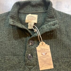 NWT Telluride Clothing Men's Olive Button V-Neck Sweater